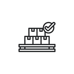 Package box with check mark, quality control outline icons. Vector illustration. Isolated icon suitable for web, infographics, interface and apps.