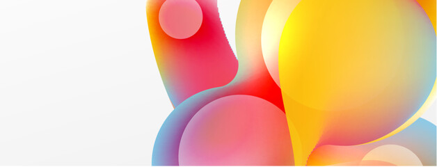 Fluid abstract background, round shapes and circle flowing design for wallpaper, banner, background or landing