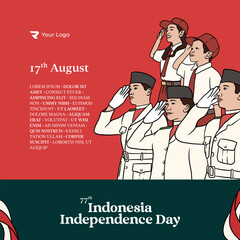 Handdrawn illustration Indonesian independence day for social media post or banner