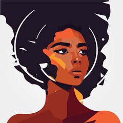 beautiful abstract black woman, representativeness and equality, vector illustration