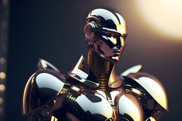 Rendering of "The Future of Humanity: A Cyborg's Evolution". Generative AI. 