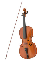 Beautiful wooden violin isolated. Png transparency