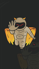 devil astronaut art phone wallpaper illustration