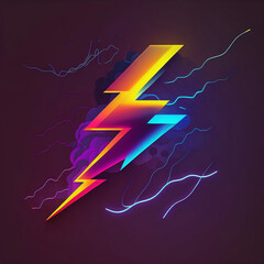 Colorful Neon Lightning Thunder Bolt Generative AI
