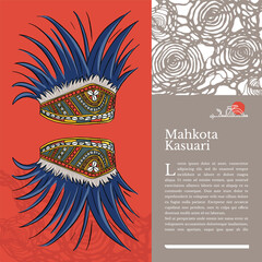 papua traditional hat called mahkota kasuari handrawn illustration ethnic culture