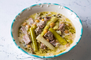Siveydiz; (Turkey - Antep Style Local Food) is an Antep dish made with fresh garlic and lamb. Turkish name; Siveydiz