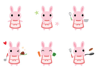 キッチンのウサギ　アイコンセット1