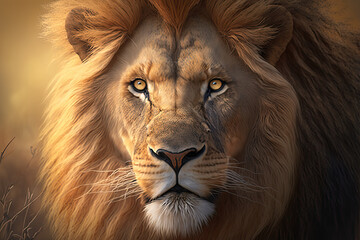 Naklejka premium portrait of a lion, AI Generative