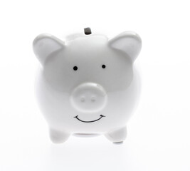 Piggy bank on white background