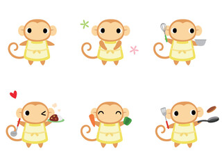 キッチンのサル　アイコンセット1