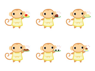 キッチンのサル　アイコンセット2