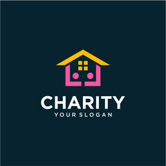 vector charity logo design with home