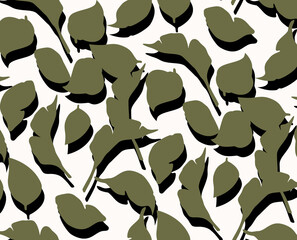 Seamless geometric leaves pattern. Modern three dimensional print.