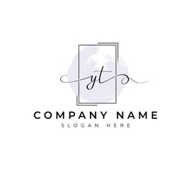 The flat handwriting abstract initial letter yt logo icon incorporates two abstract shapes in the black-and-white creative process.