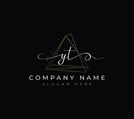 The flat handwriting abstract initial letter yt logo icon incorporates two abstract shapes in the black-and-white creative process.
