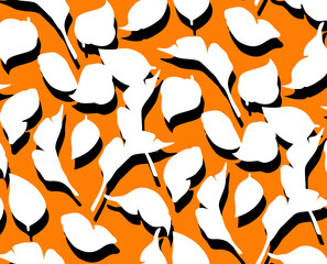 Seamless geometric leaves pattern. Modern three dimensional print.