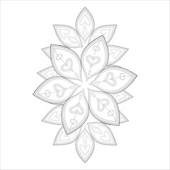 Decorative Doodle flowers in black and white for coloring book, cover or background. Hand drawn sketch for adult anti stress coloring page.-vector