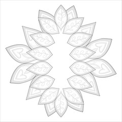 Decorative Doodle flowers in black and white for coloring book, cover or background. Hand drawn sketch for adult anti stress coloring page.-vector