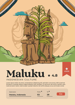 wonderful indonesia destination in maluku ambonese handrawn illustration design inspiration