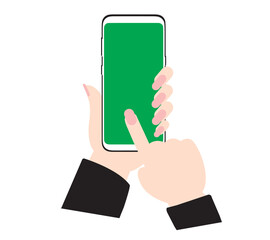 Hand holding smart phone Mockup and screen Transparent   , isolated for Infographic Business web site design app