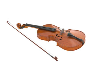 Fototapeta premium Beautiful wooden violin isolated. Png transparency