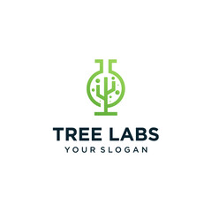 Obraz premium vector tree logo design with laboratory