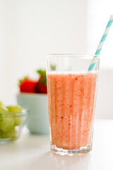 healthy clean and organic strawberry smoothie