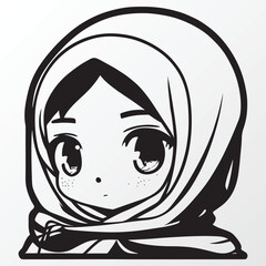 A sketch of a hijab girl character