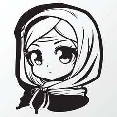 A sketch of a hijab girl character