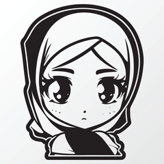 A sketch of a hijab girl character