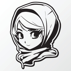 A sketch of a hijab girl character