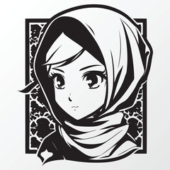 A sketch of a hijab girl character