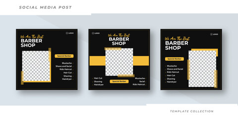 Barber shop social media instagram post collection for barber shop business