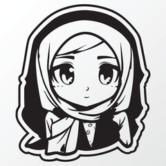 A sketch of a hijab girl character