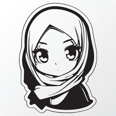 A sketch of a hijab girl character