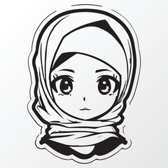 A sketch of a hijab girl character