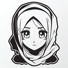 A sketch of a hijab girl character