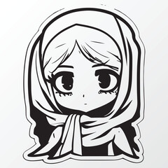 A sketch of a hijab girl character
