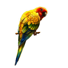 Parrot painting, watercolor style, cute, bright colors, on a white background.