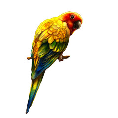 Obraz premium Parrot painting, watercolor style, cute, bright colors, on a white background.