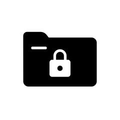 File folder icon with padlock security to maintain privacy for data storage location in a computer memory