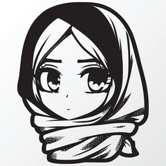 A sketch of a hijab girl character