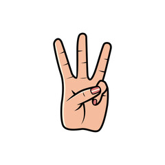 Six Finger Hand Sign Isolated on a white background. Icon Vector Illustration.