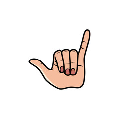 Shaka Hand Sign Isolated on a white background. Icon Vector Illustration.