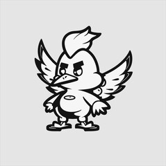 Cute chicken animal logo icon design, white background chicken animal icon illustration