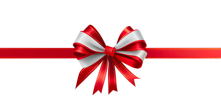 red bow and ribbon on transparent background png file  for christmas and birthday decorations