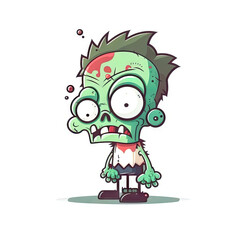Fototapeta premium Collection of Cartoon characCartoon character of zombie, white background