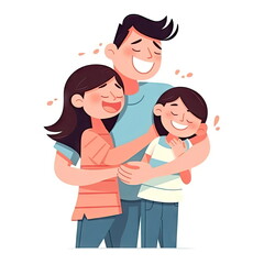 Cartoon character of hugging couple, lover, white background