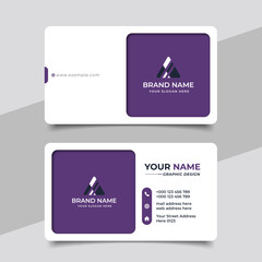 Purple modern creative business card and name card horizontal simple clean template vector design