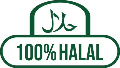 Logo halal stamp label collection with flat design